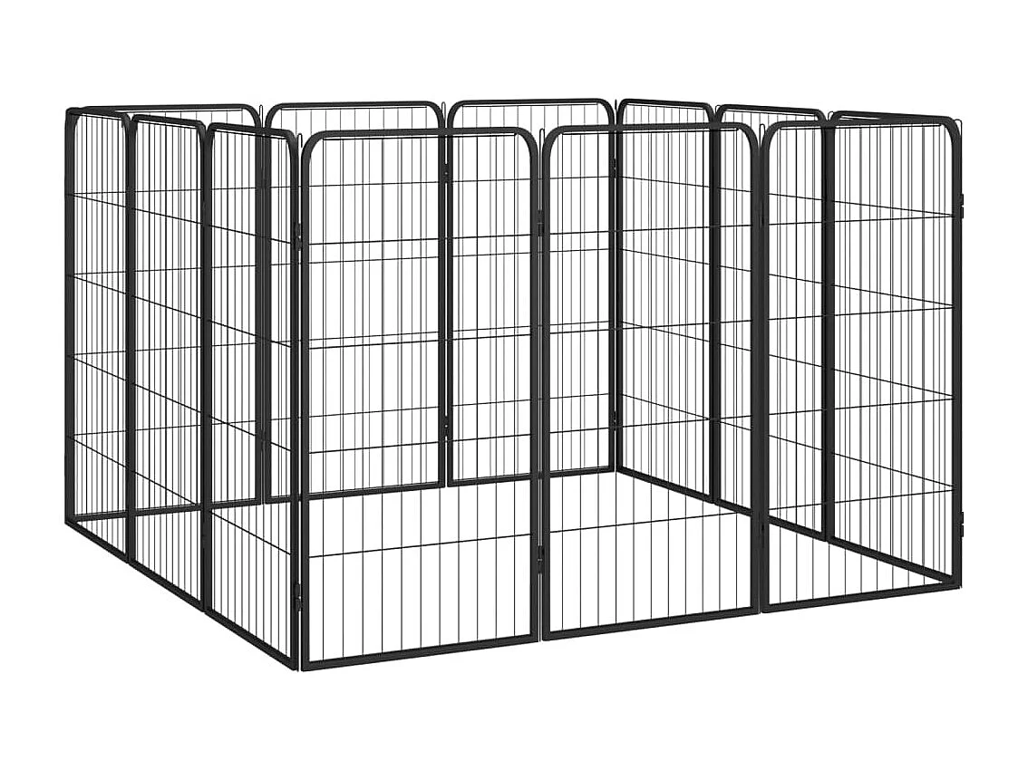 Jaula perros 12 paneles acero recubierto polvo negro 50x100 cm