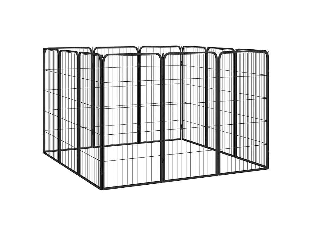 Parc pour chien 12 panneaux Noir 50x100cm Acier enduit de poudre