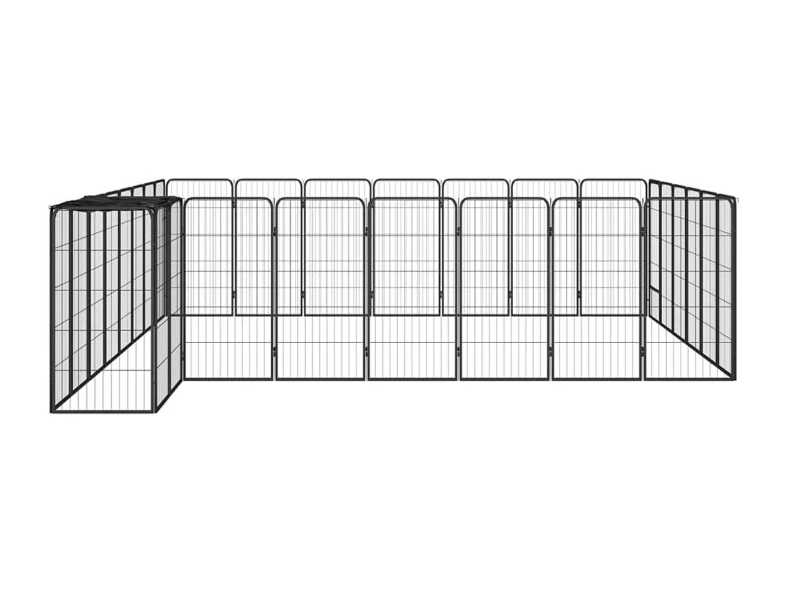Parc pour chien 30 panneaux Noir 50x100cm Acier enduit de poudre