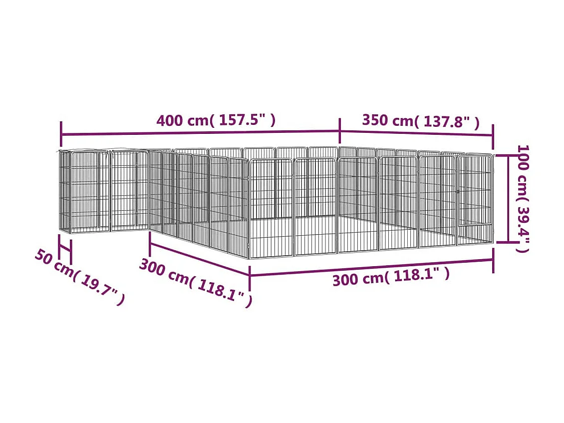 Parc pour chien 30 panneaux Noir 50x100cm Acier enduit de poudre