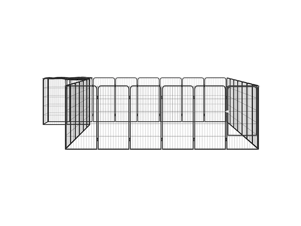 Parc pour chien 30 panneaux Noir 50x100cm Acier enduit de poudre
