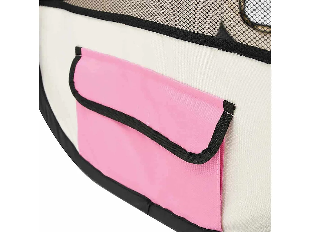 Parc pliable pour chien avec sac de transport Rose 145x145x61cm