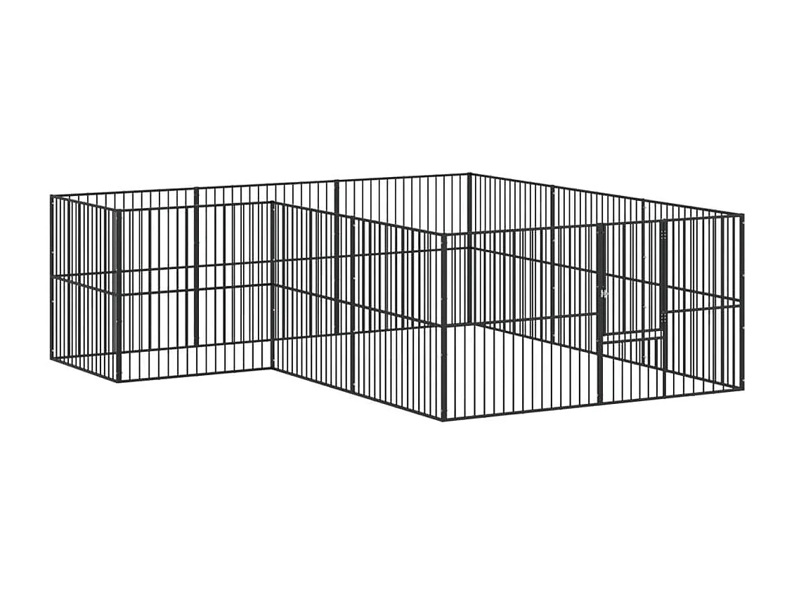 Corralito para perros con 12 paneles acero galvanizado negro