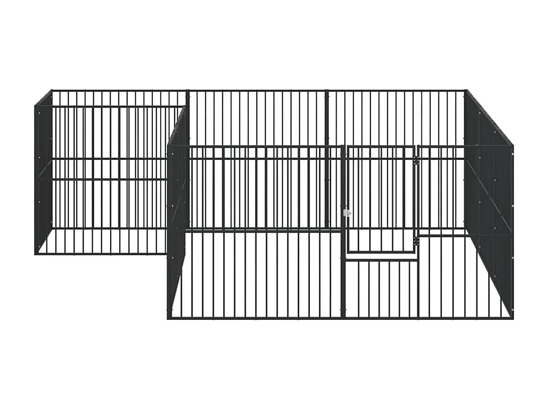 Corralito para perros con 12 paneles acero galvanizado negro