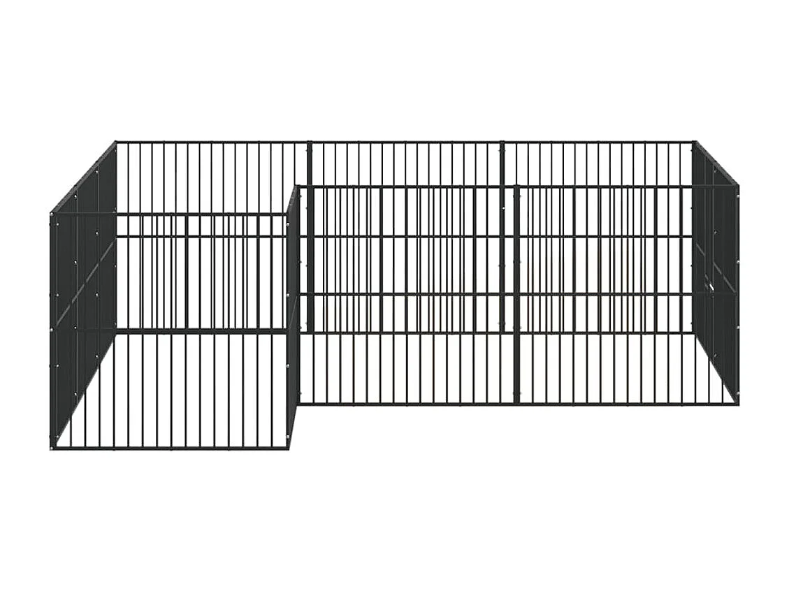 Corralito para perros con 12 paneles acero galvanizado negro