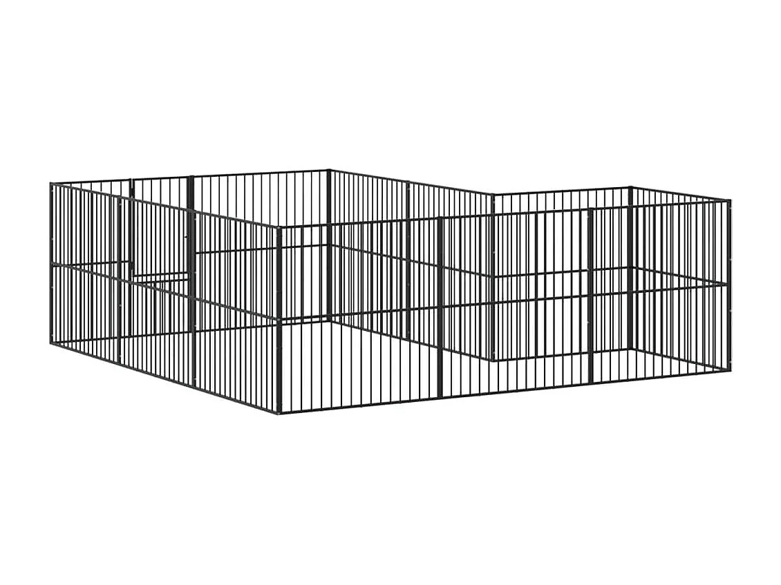 Corralito para perros con 12 paneles acero galvanizado negro