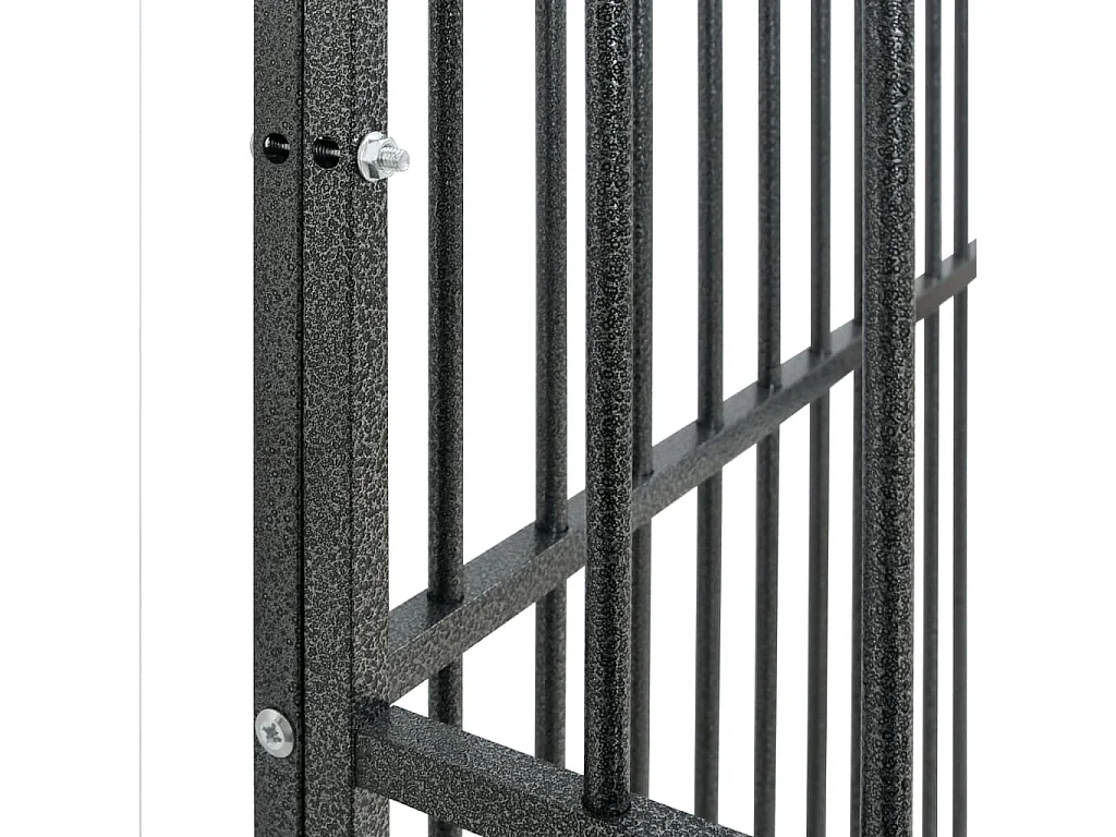 Corralito para perros con 12 paneles acero galvanizado negro