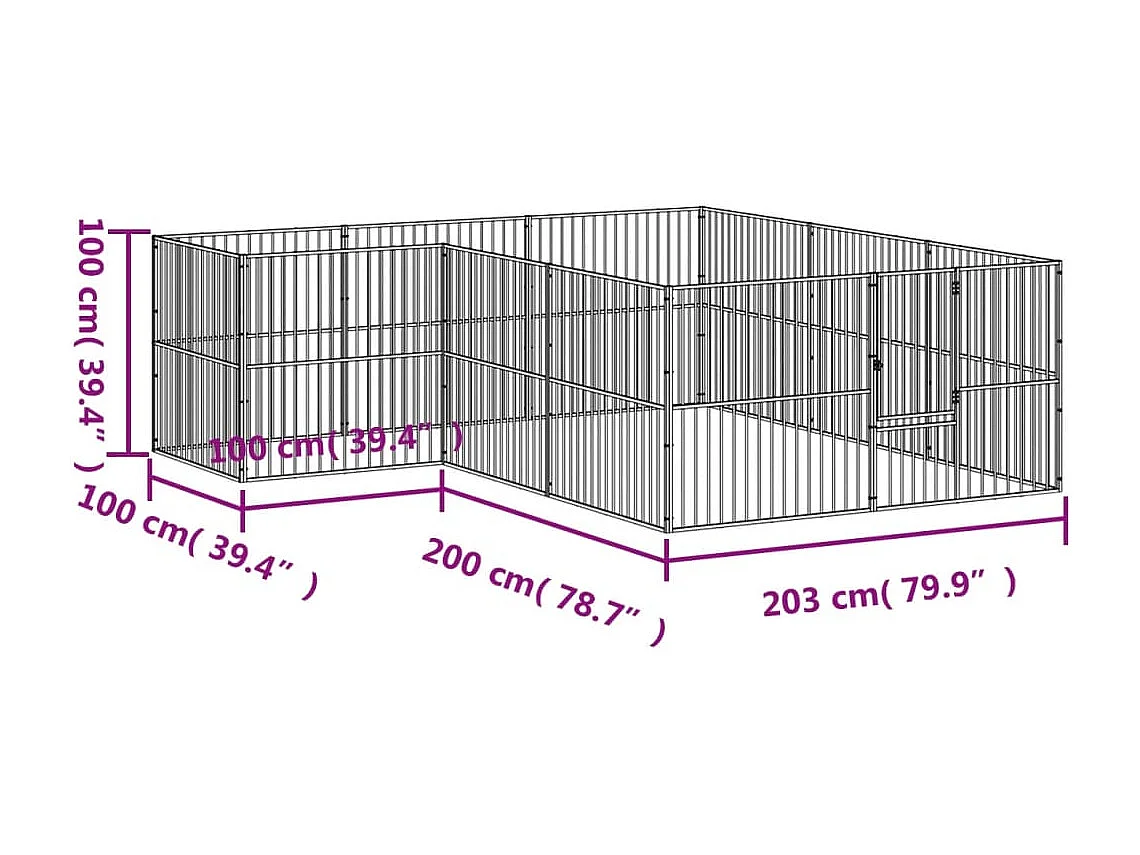 Corralito para perros con 12 paneles acero galvanizado negro