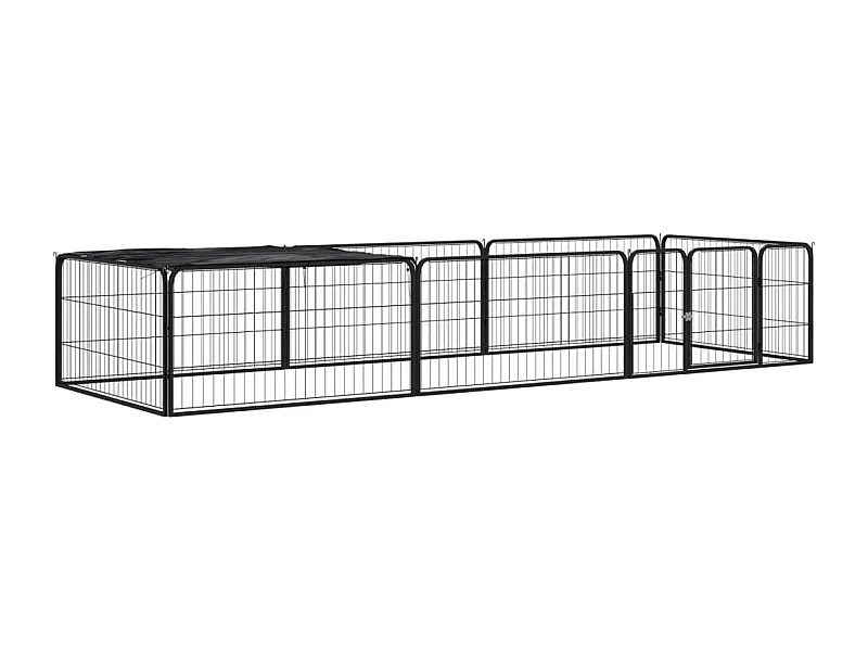 Parc pour chien 8 panneaux Noir 100x50cm Acier enduit de poudre
