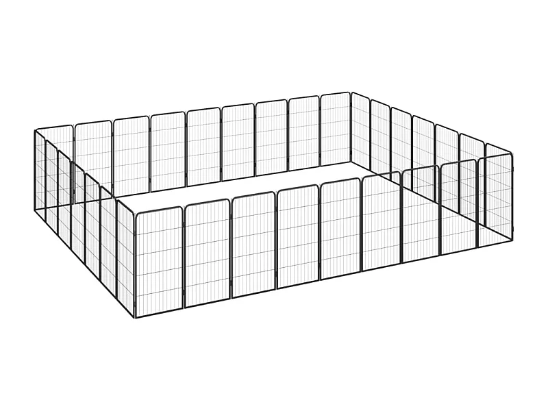Parc pour chien 32 panneaux Noir 50x100cm Acier enduit de poudre