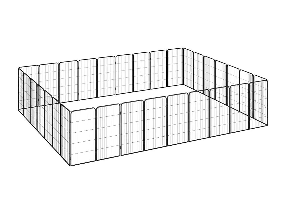 Parc pour chien 32 panneaux Noir 50x100cm Acier enduit de poudre