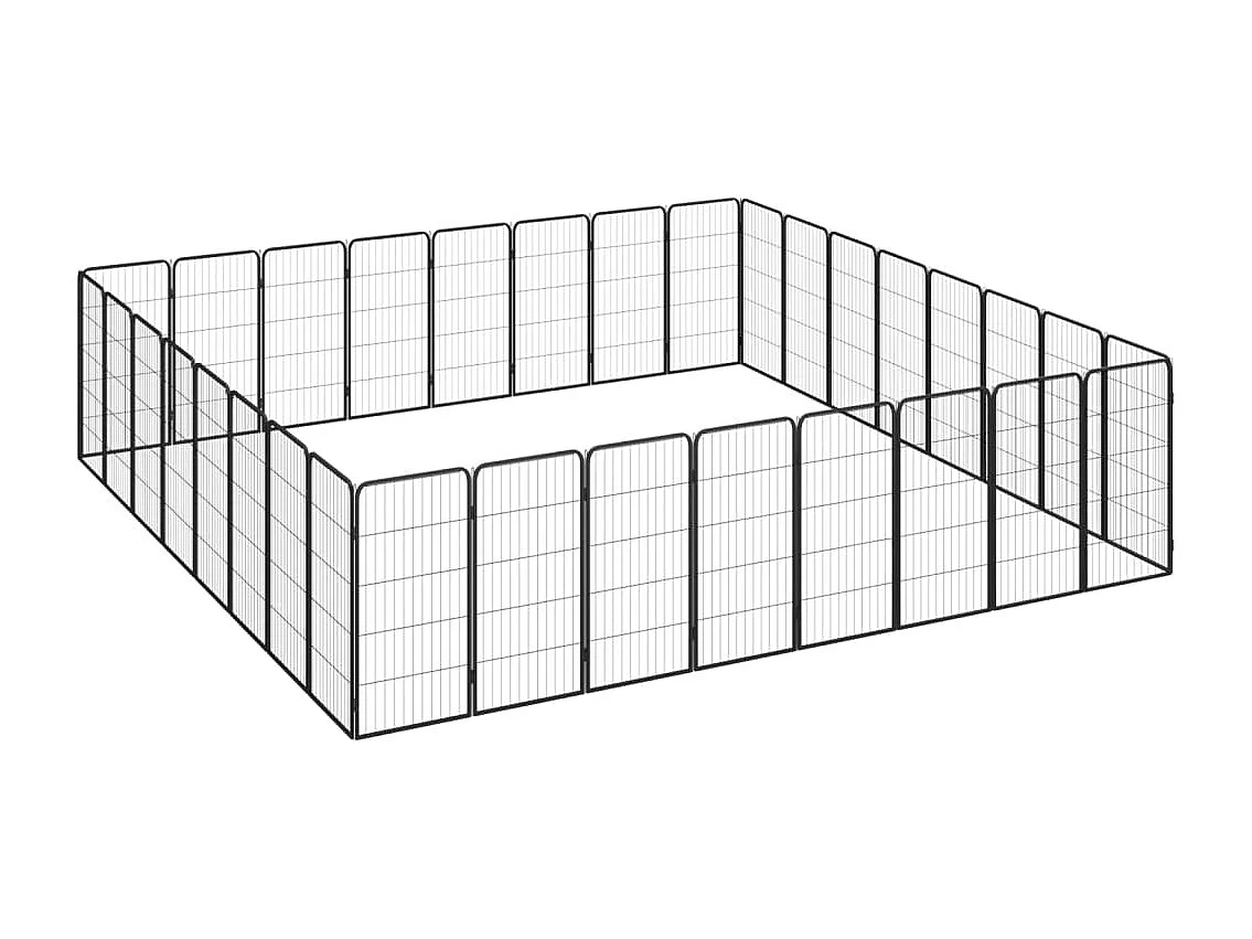 Parc pour chien 32 panneaux Noir 50x100cm Acier enduit de poudre