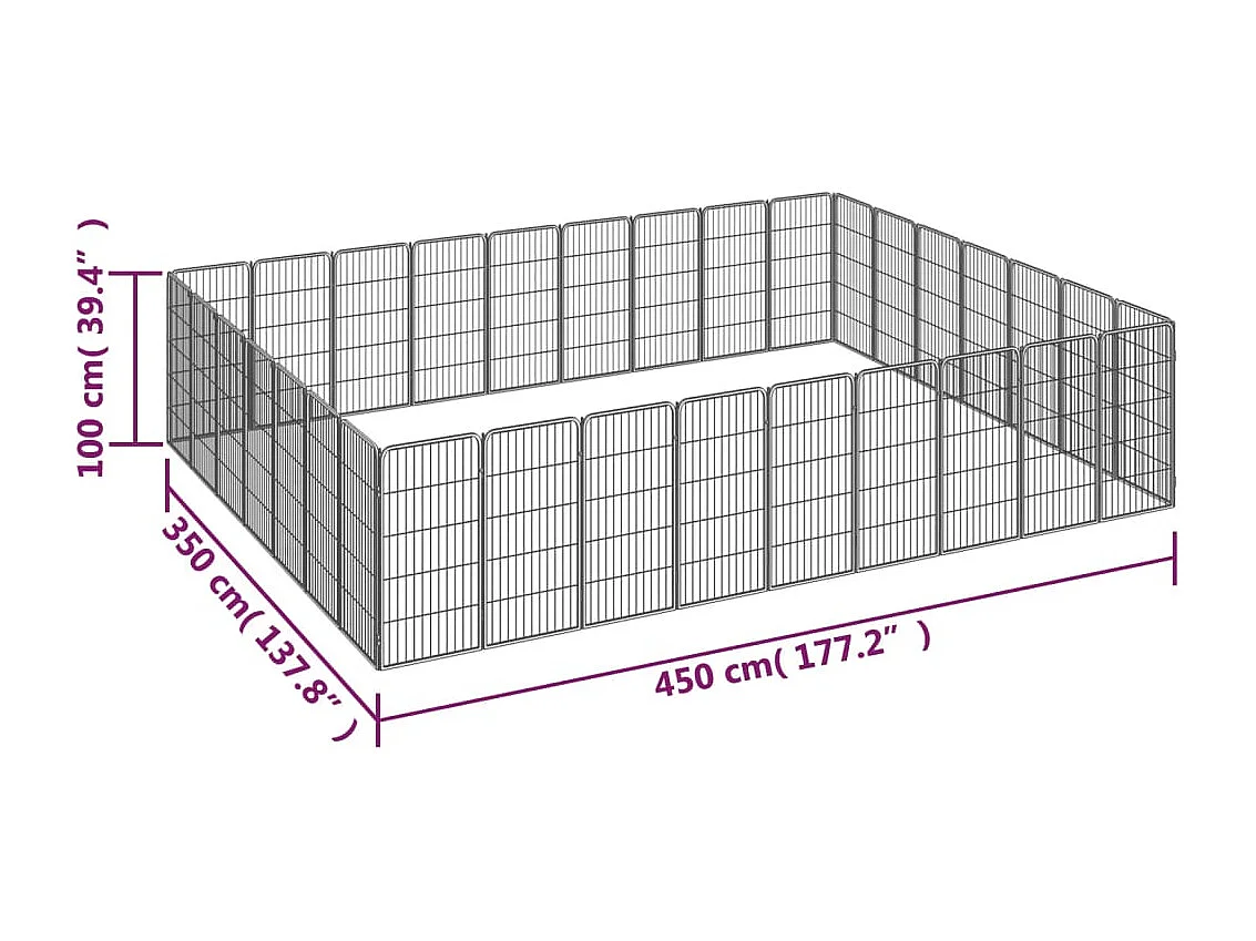 Parc pour chien 32 panneaux Noir 50x100cm Acier enduit de poudre