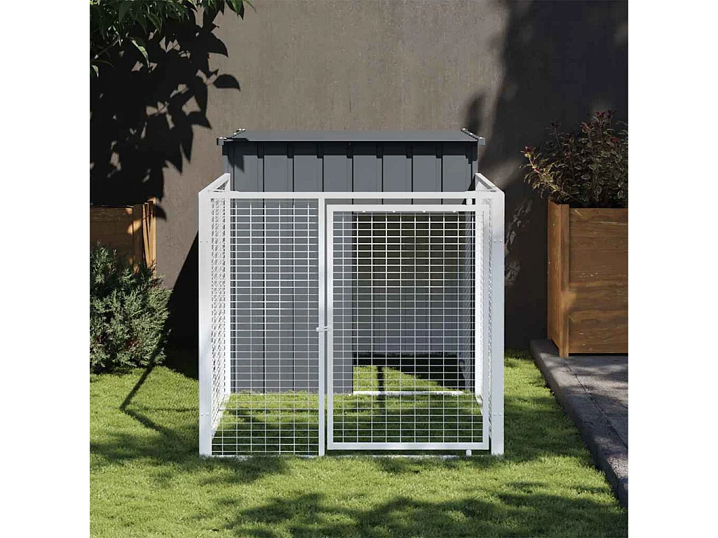 Niche pour chien avec cour anthracite 110x201x110 cm