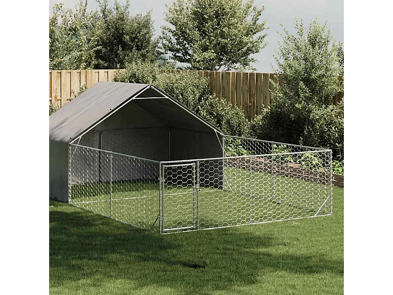 Niche d'extérieur pour chien enclos 6x3x1,9 m acier galvanisé