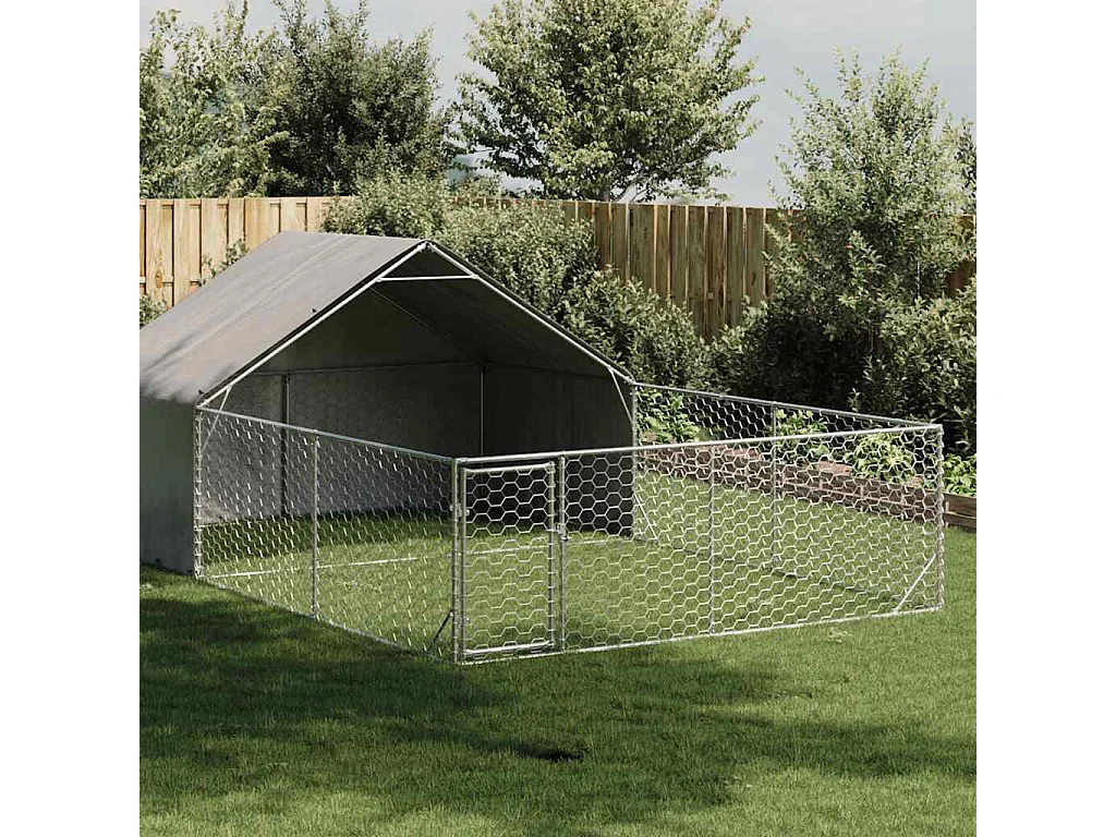 Niche d'extérieur pour chien enclos 6x3x1,9 m acier galvanisé