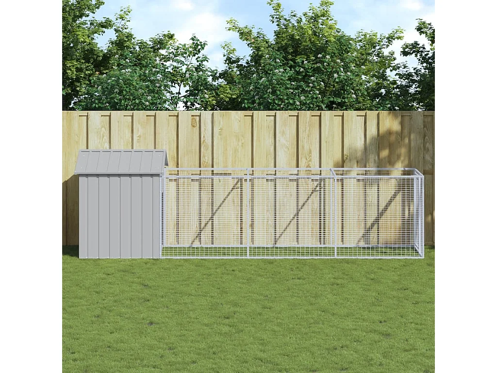 Niche pour chien avec toit gris clair acier galvanisé