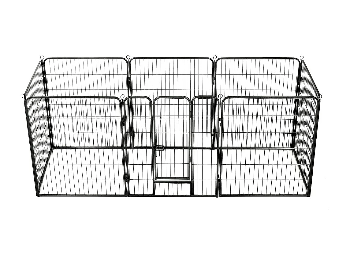 Parc pour chiens 8 panneaux Acier 80 x 100 cm Noir