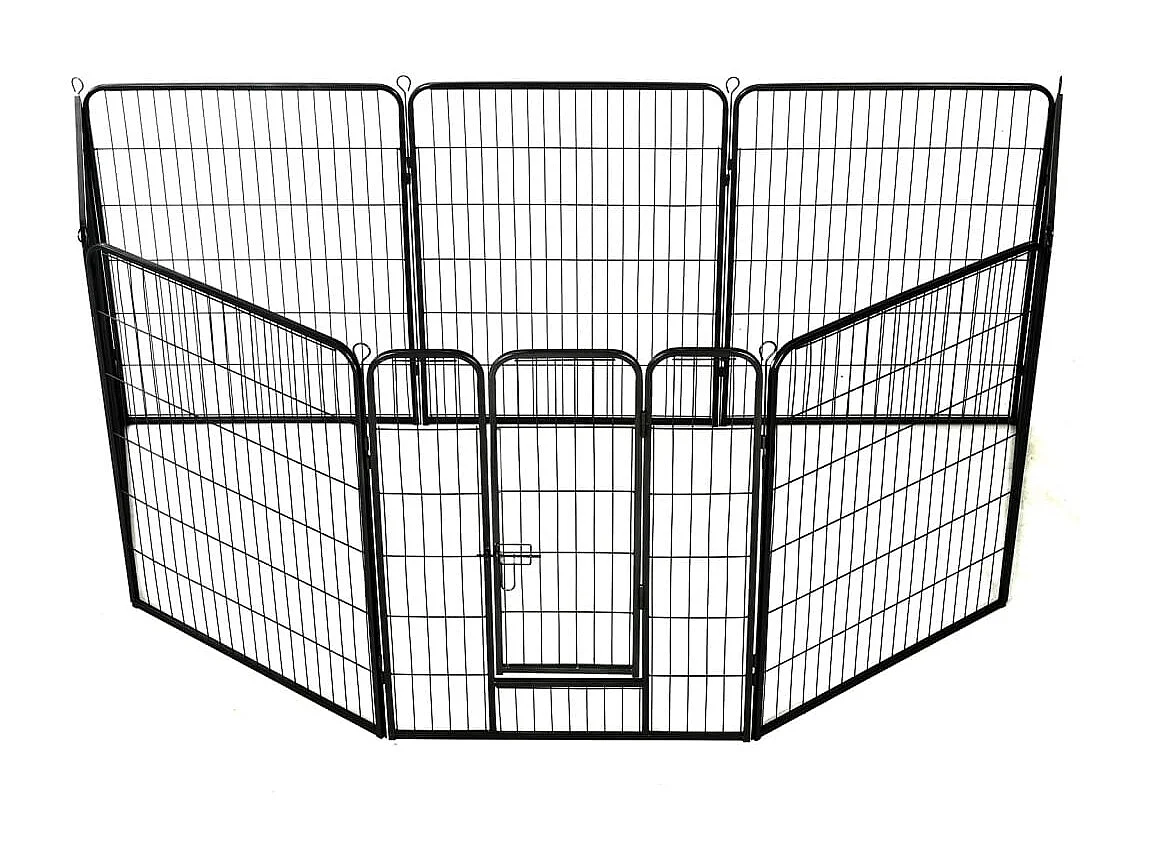 Parc pour chiens 8 panneaux Acier 80 x 100 cm Noir