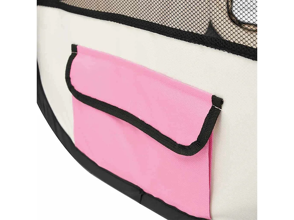 Parc pliable pour chien avec sac de transport Rose 125x125x61cm