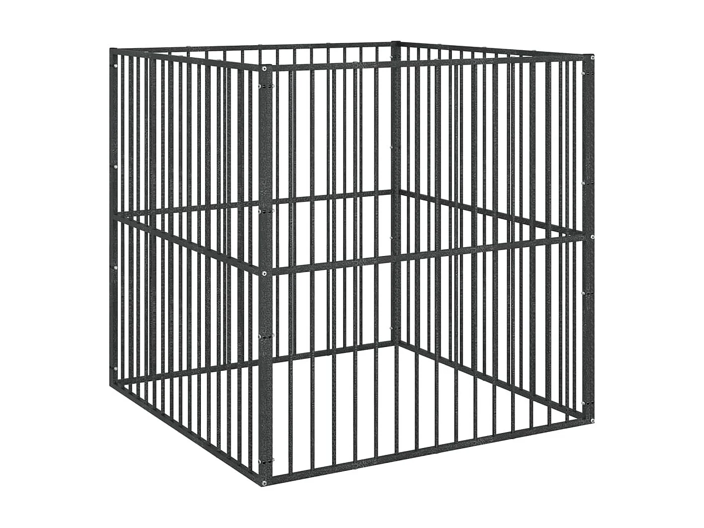 Parc pour chien 4 panneaux noir acier galvanisé