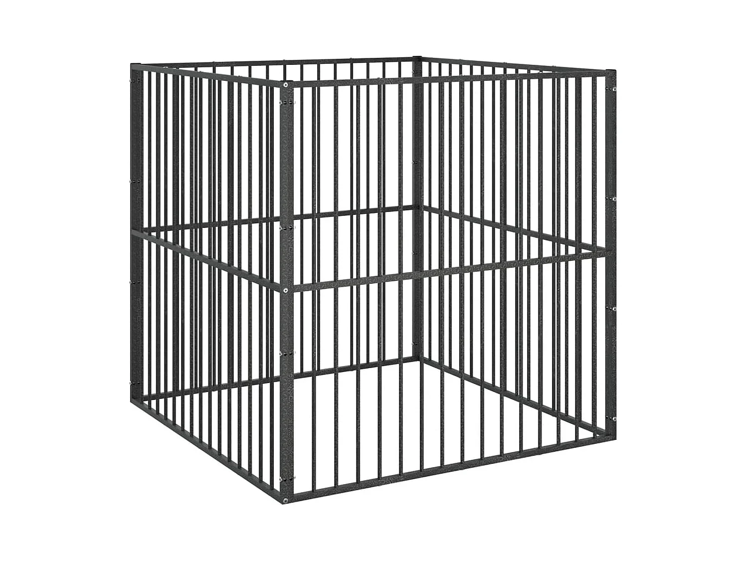Parc pour chien 4 panneaux noir acier galvanisé