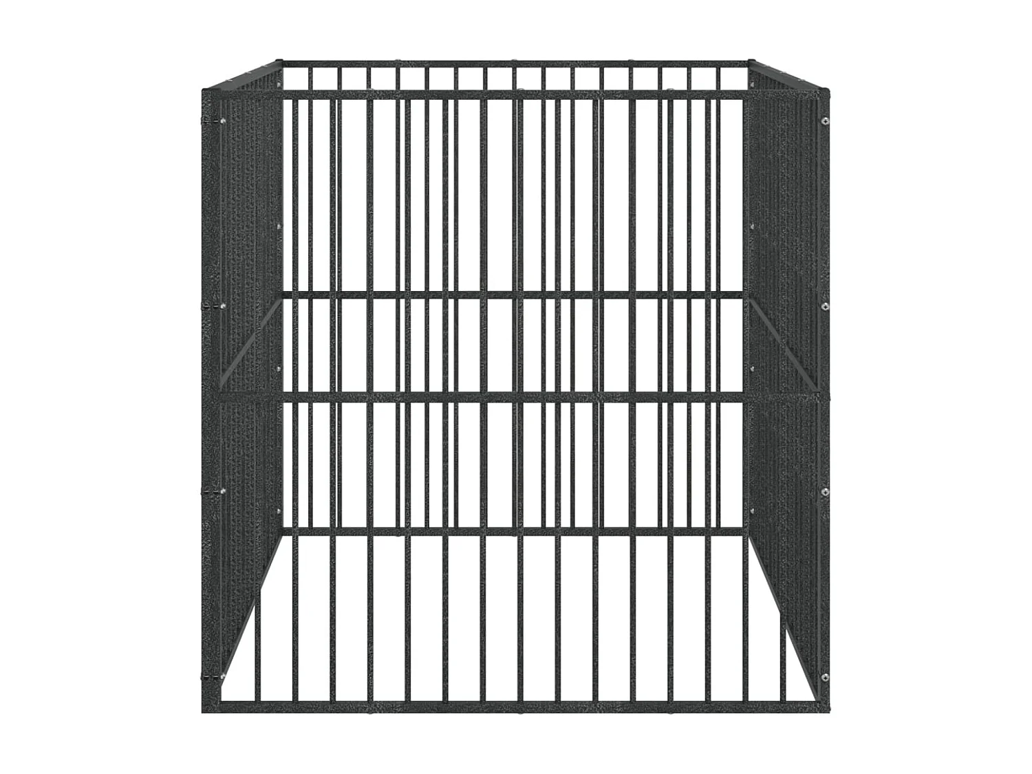 Parc pour chien 4 panneaux noir acier galvanisé