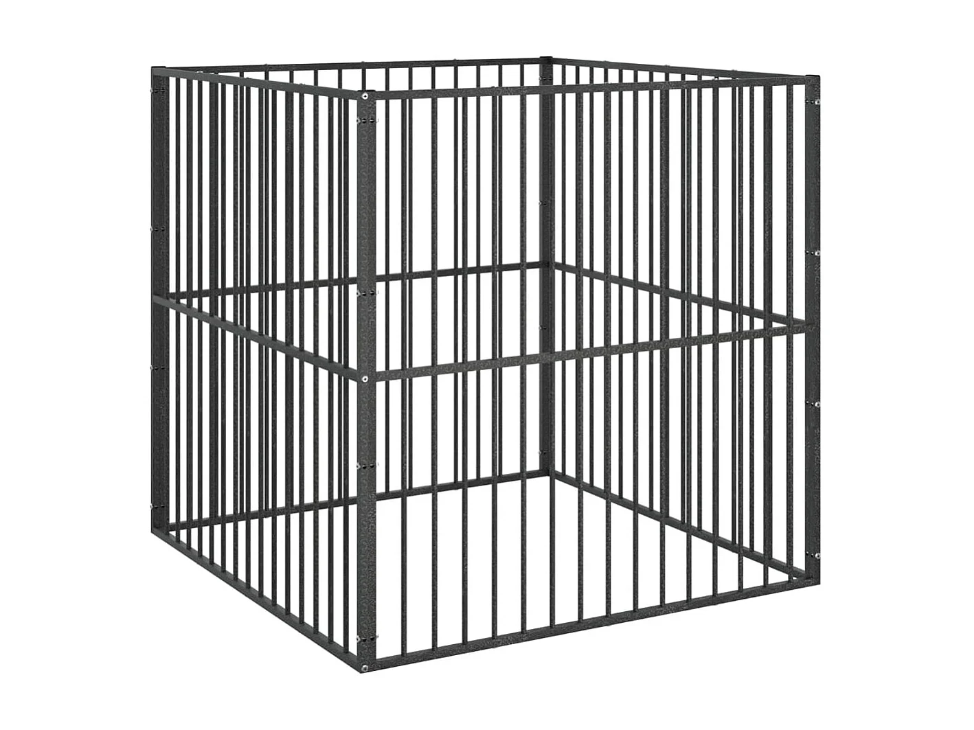 Parc pour chien 4 panneaux noir acier galvanisé