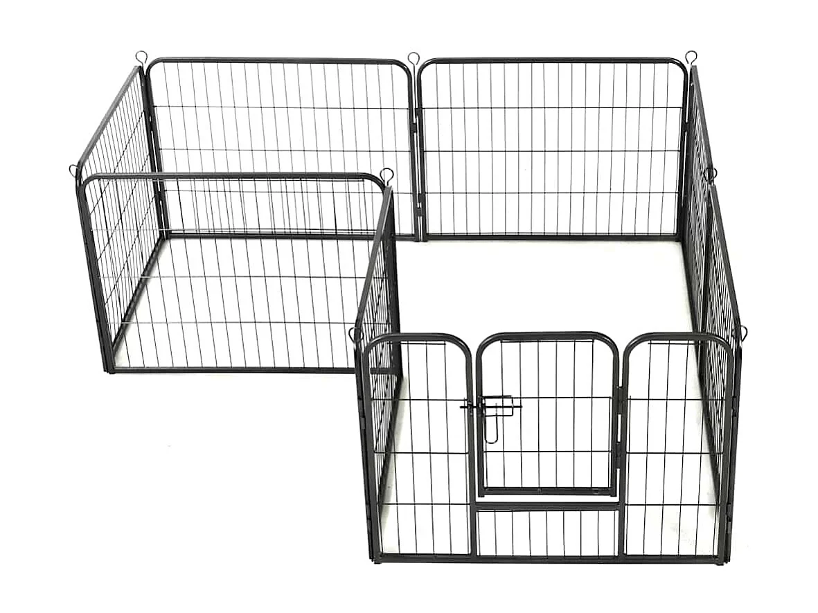 Parc pour chiens 8 panneaux Acier 60 x 80 cm Noir
