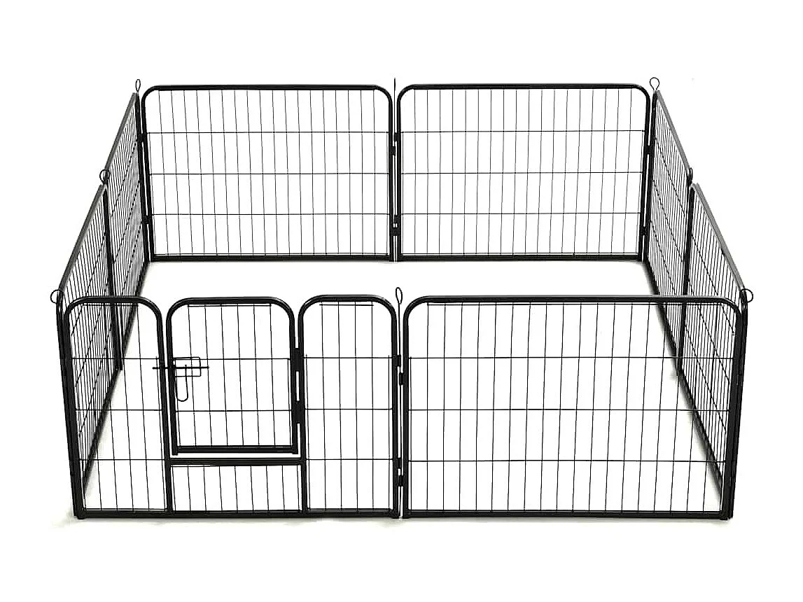 Parc pour chiens 8 panneaux Acier 60 x 80 cm Noir