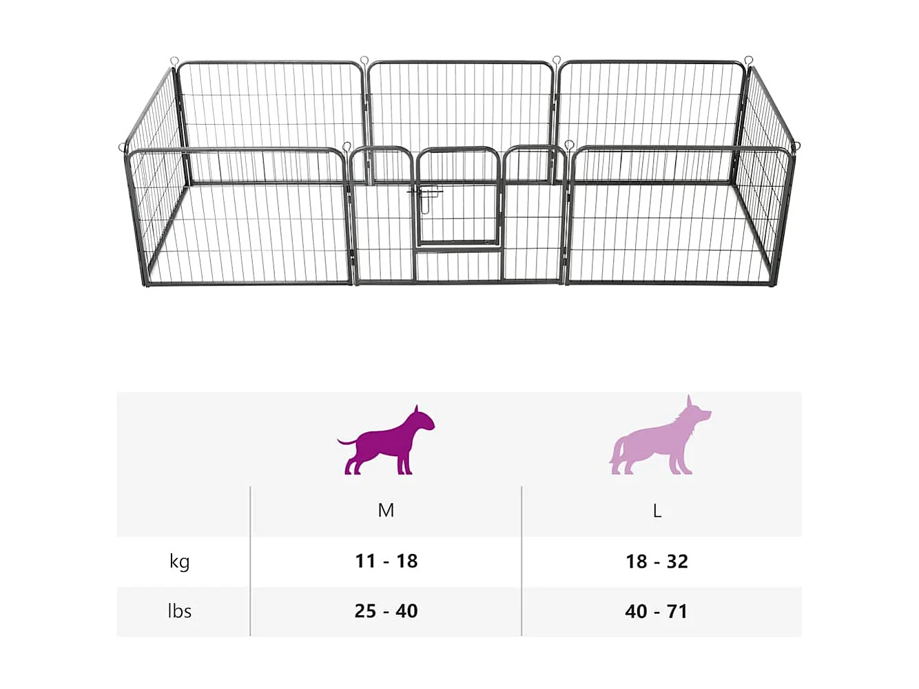 Parc pour chiens 8 panneaux Acier 60 x 80 cm Noir