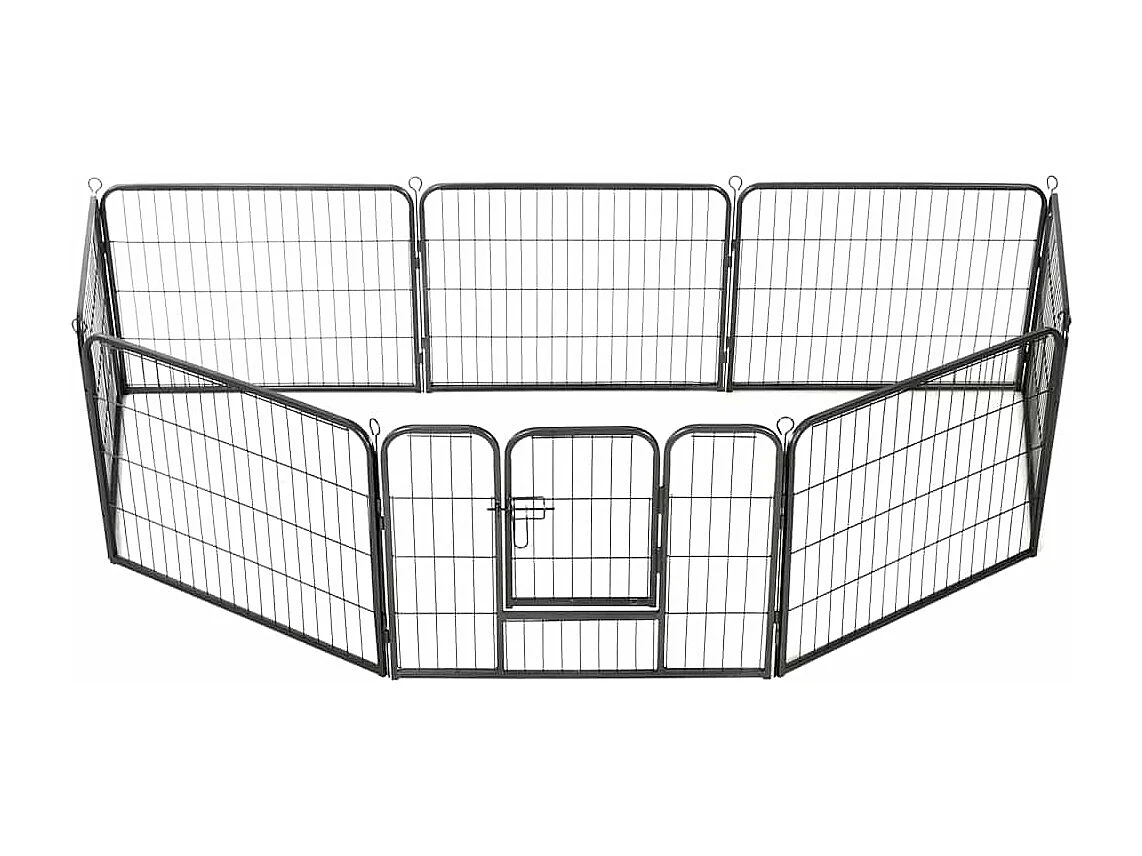 Parc pour chiens 8 panneaux Acier 60 x 80 cm Noir