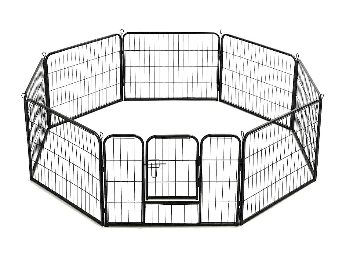Parc pour chiens 8 panneaux Acier 60 x 80 cm Noir