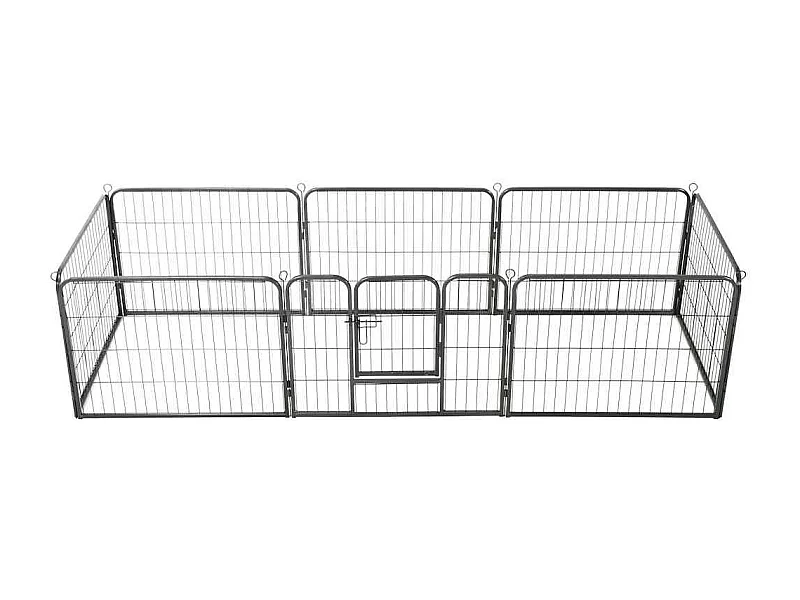 Hondenren met 8 panelen 80x60 cm staal zwart