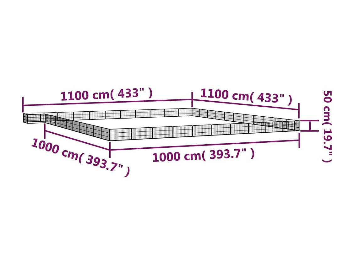 Parc pour chien 44 panneaux Noir 100x50cm Acier enduit de poudre
