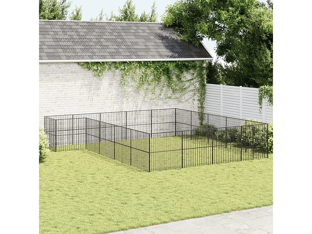 Corralito para perros con 20 paneles acero galvanizado negro