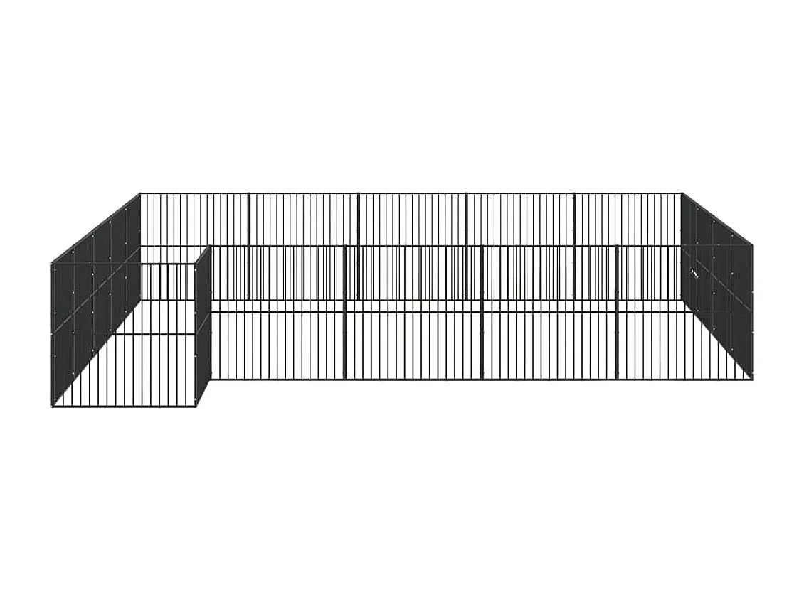 Parc pour chien 20 panneaux noir acier galvanisé