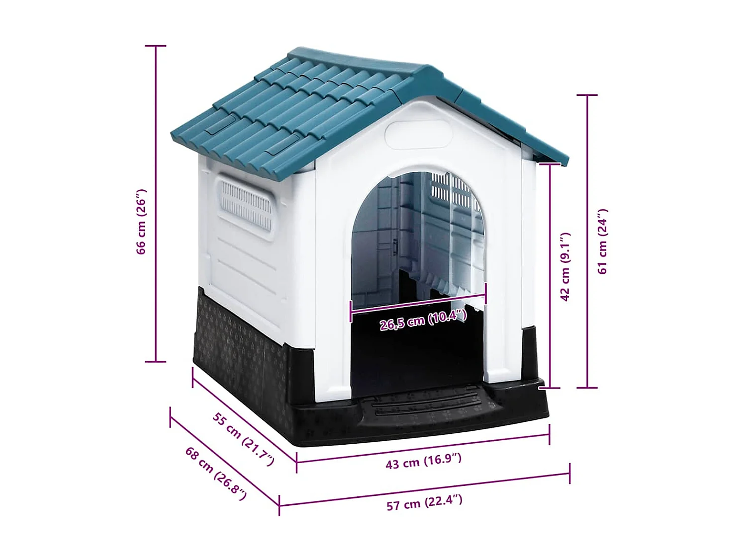 Niche pour chien Bleu 57x68x66 cm Polypropylène