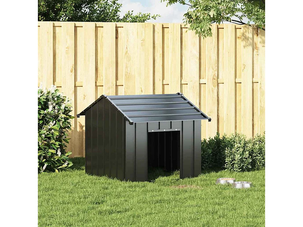 Niche pour chien avec toit noir 85x107x81 cm acier galvanisé