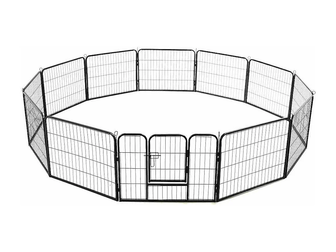 Parc pour chiens 12 panneaux Acier 80 x 60 cm Noir