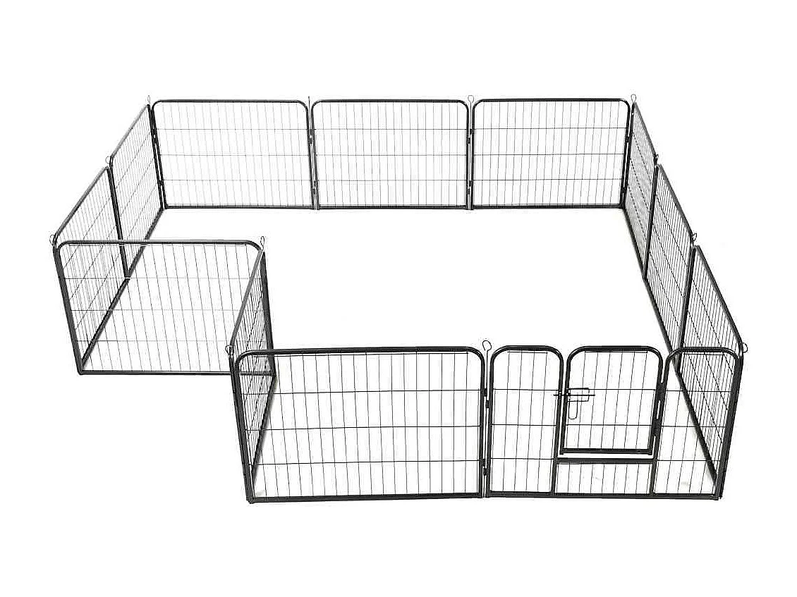 Parc pour chiens 12 panneaux Acier 80 x 60 cm Noir