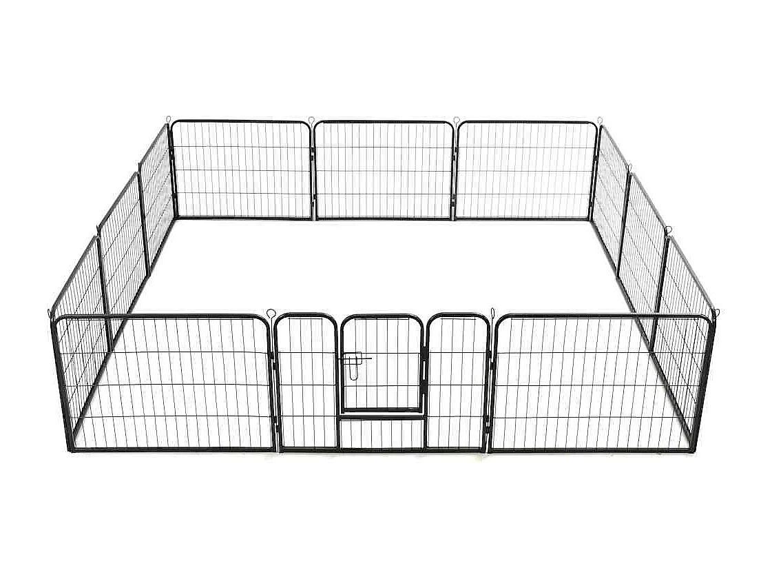 Parc pour chiens 12 panneaux Acier 80 x 60 cm Noir