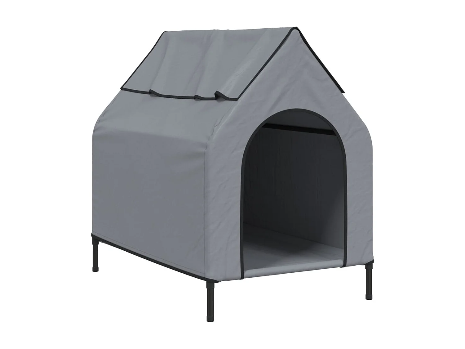 Niche pour chien gris clair tissu oxford et acier