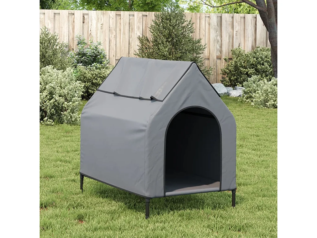 Niche pour chien gris clair tissu oxford et acier