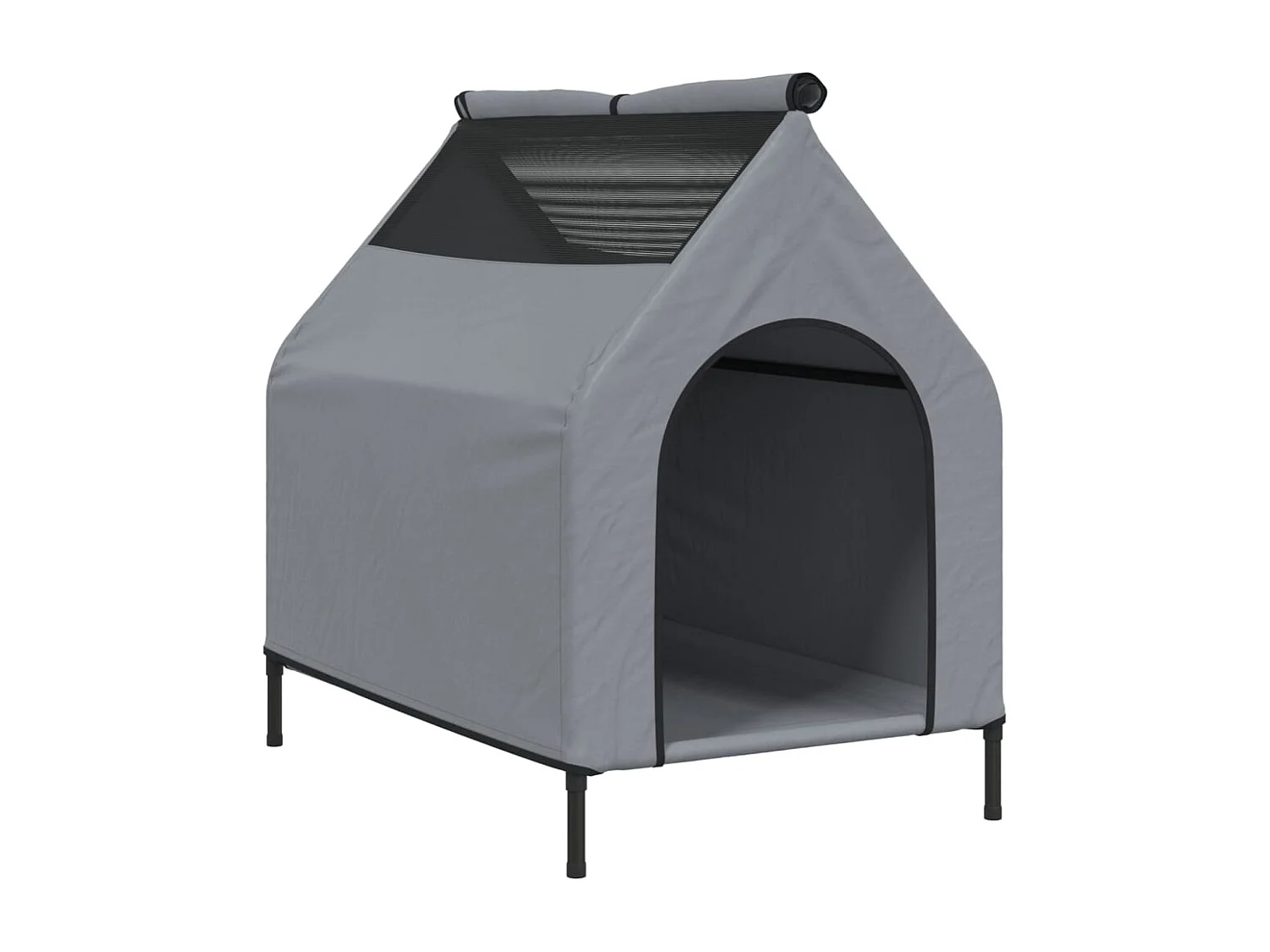 Niche pour chien gris clair tissu oxford et acier