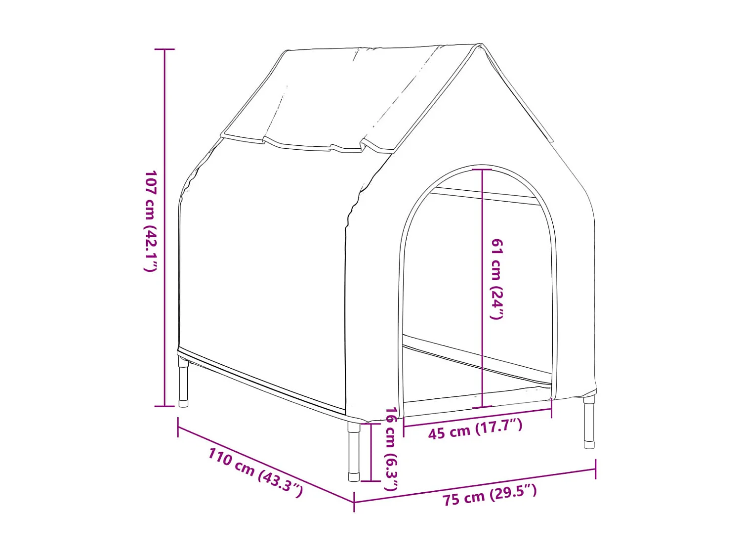 Niche pour chien gris clair tissu oxford et acier
