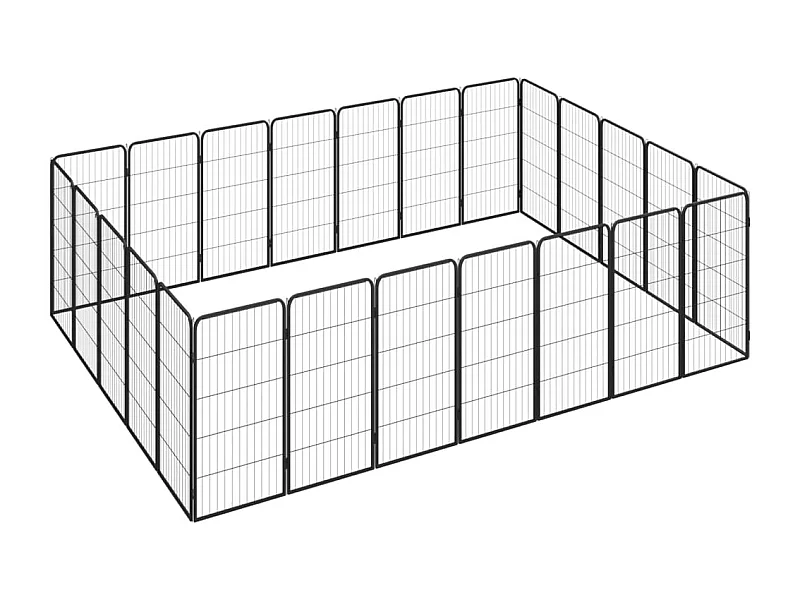 Parc pour chien 24 panneaux Noir 50x100cm Acier enduit de poudre