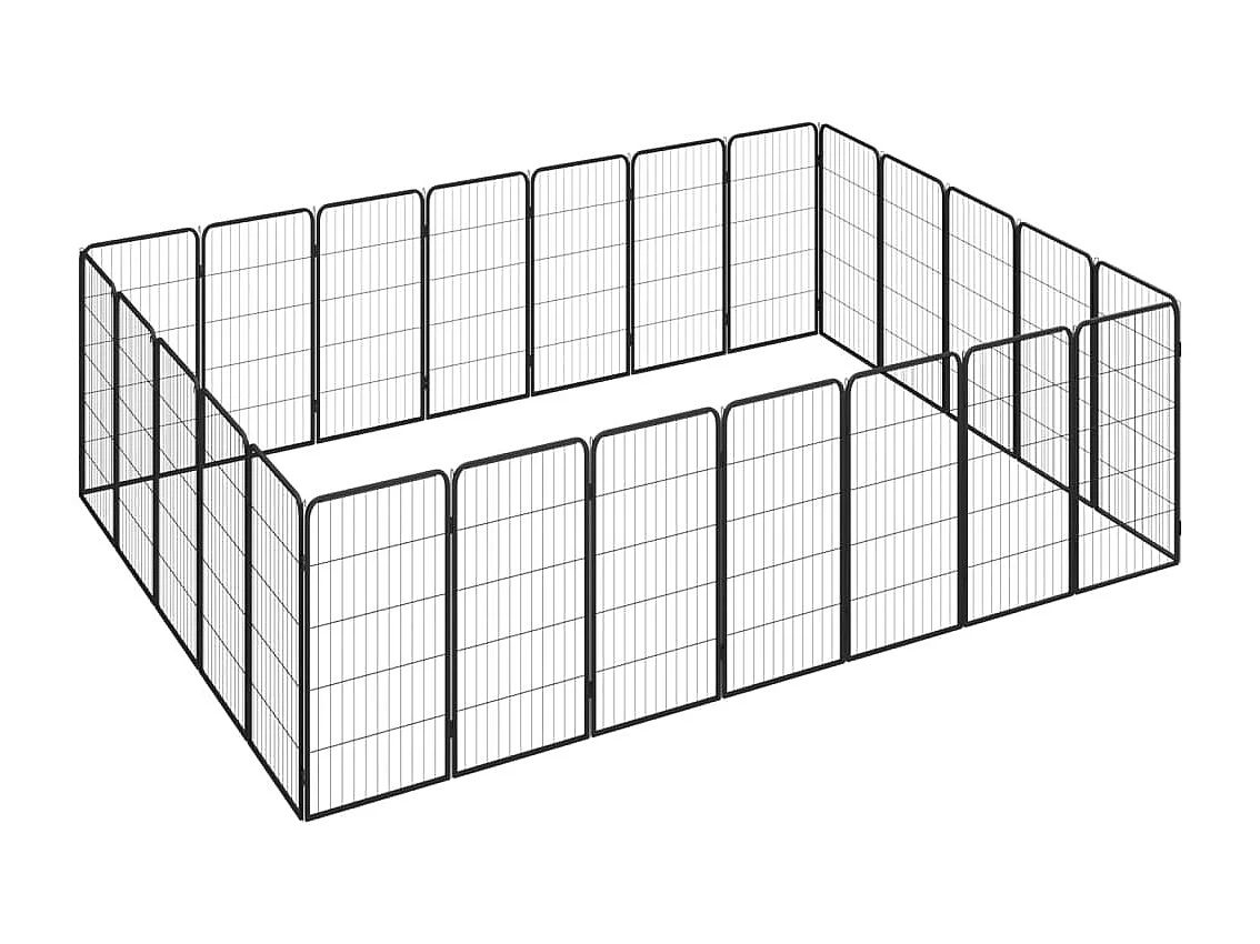 Jaula perros 24 paneles acero recubierto polvo negro 50x100 cm