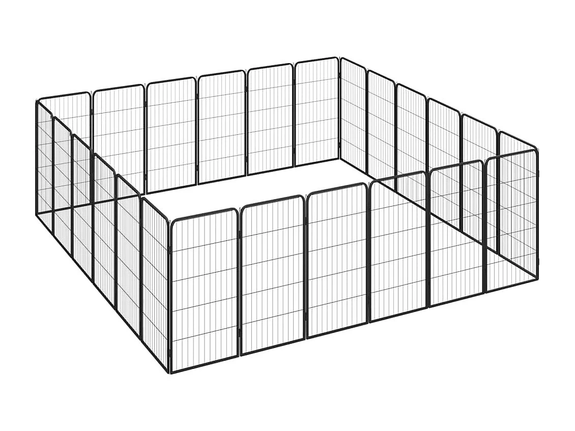Jaula perros 24 paneles acero recubierto polvo negro 50x100 cm