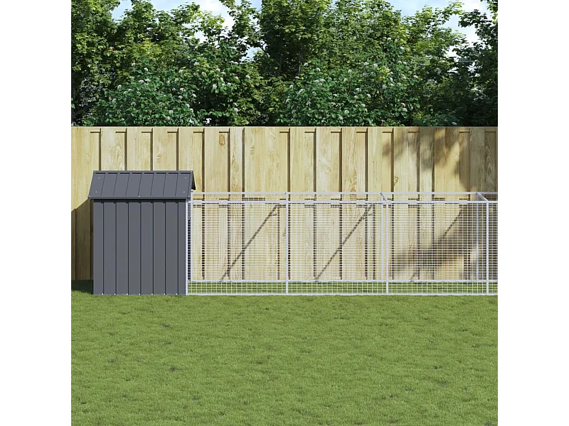 Niche pour chien avec toit anthracite acier galvanisé